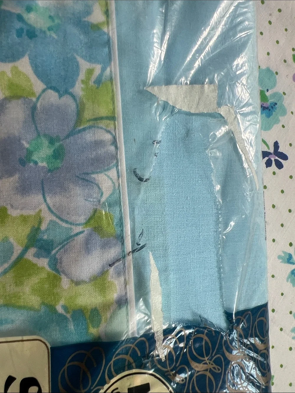 Vintage Full Flat Sheet -Steven’s Utica - 50/50 - Antoinette - Blue